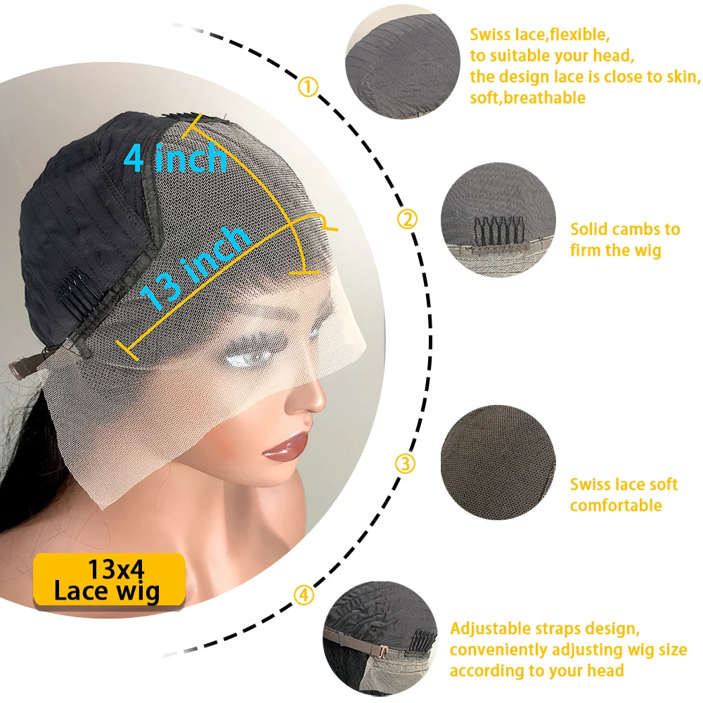 40 46 Inch Body Wave 13x6 HD Lace Front Human Hair Wigs Wet And Wavy Loose Body Wavy 13x4 Lace Frontal Wigs For Women 200%