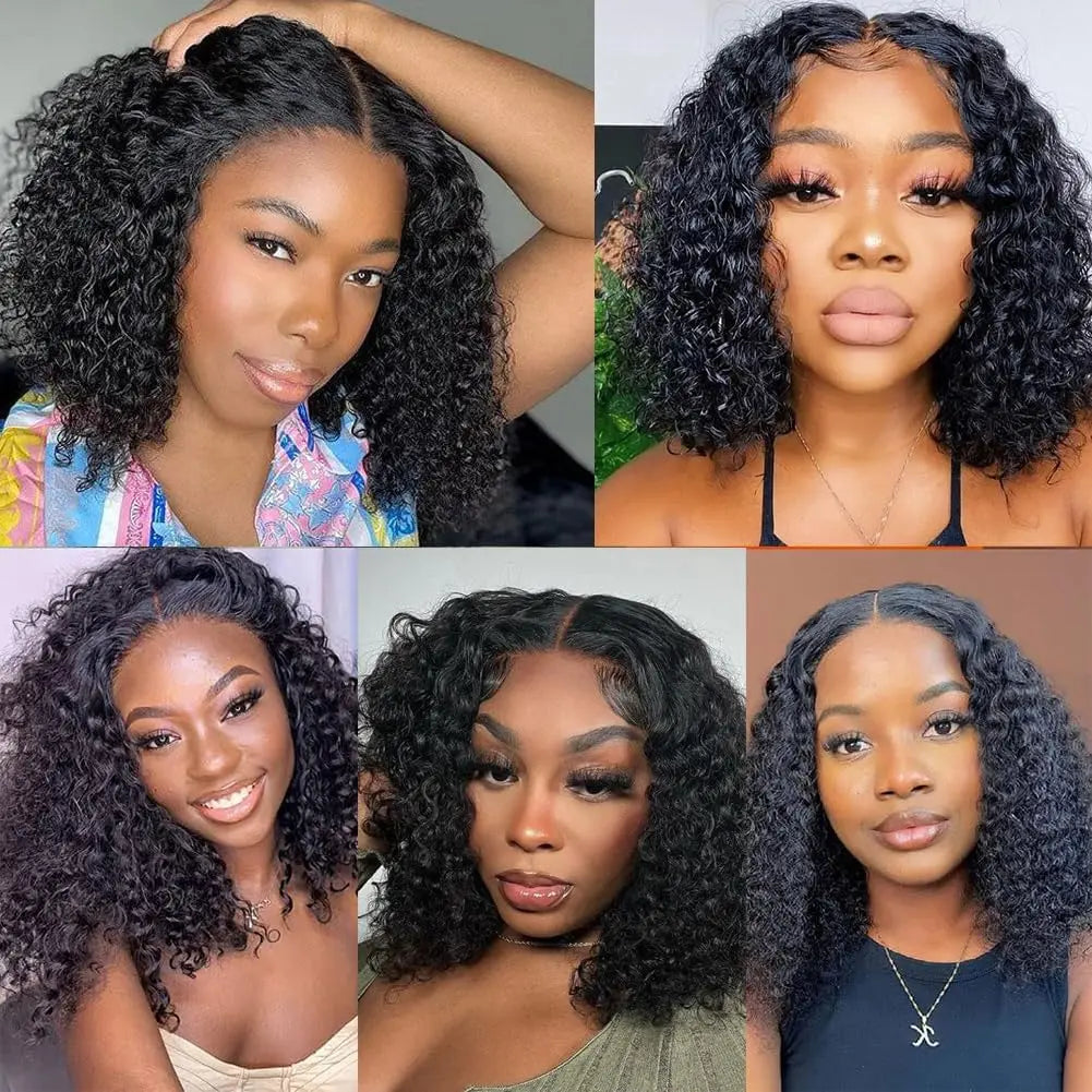 Jerry Curly Short Bob Wigs Human Hair 13x4 Preplucked Lace Frontal Wigs Brazilian Hair Deep Wave Short Human Hair Wigs For Women