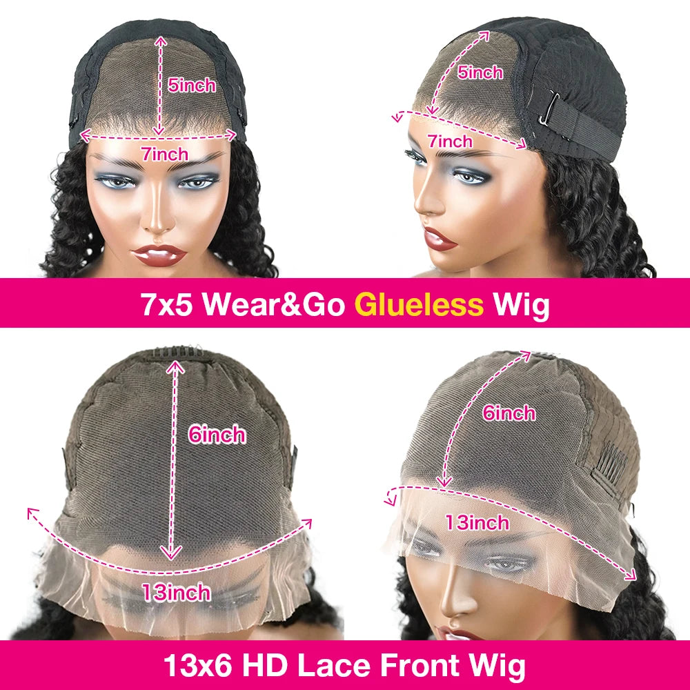 250% Kinky Curly 13x6 HD Lace Frontal Wig Wear Go Glueless Wig Afro Curly Human Hair Wigs 7x5 HD Transparent Lace Closure Wig