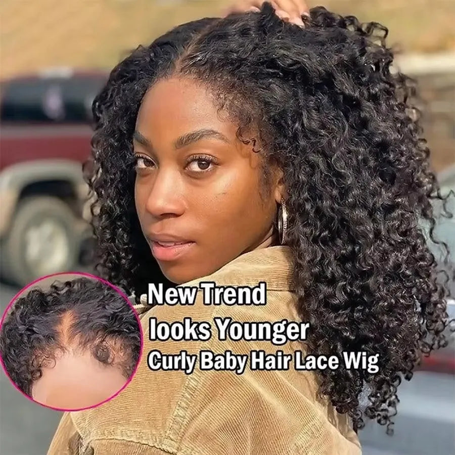 Kinky Curly 13x6 HD Lace Frontal Wig 4C Edges Curly Baby Hair For Women 7x5 Glueless Pre Cut Lace Deep Wave Wigs 100% Human Hair