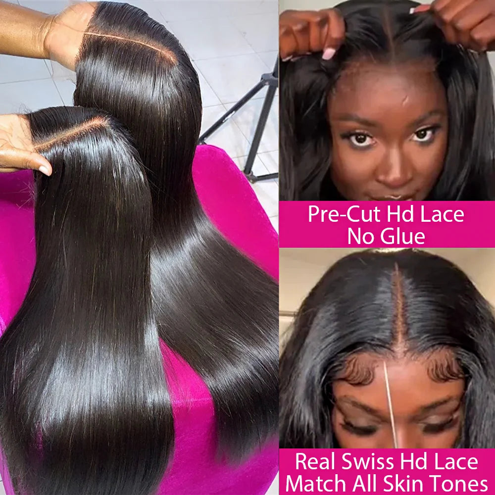 250% 13x6 Hd Glueless Straight Human Hair Wigs Wear And Go 7x5 Lace Frontal Wig On Clearance Sale 30Inch Straight Lace Front Wig
