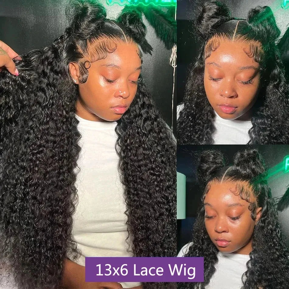 250 Density 13x6 Hd Lace Frontal Wigs Brazilian 32 34 40 Inch Deep Wave Curly Human Hair Wigs For Black Women Preplucked