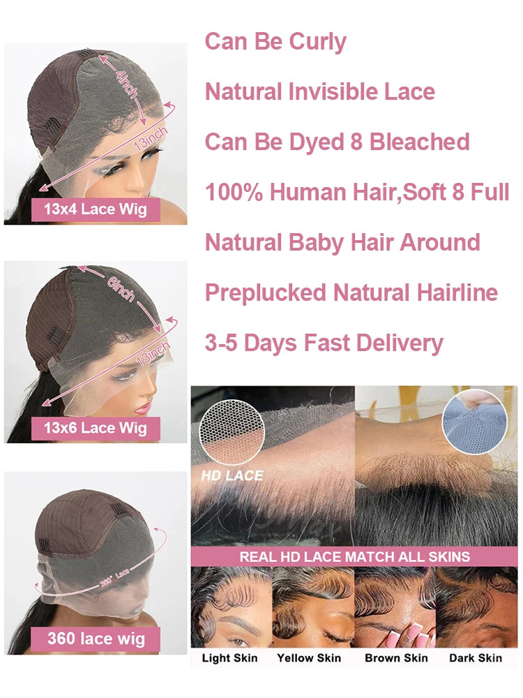 40 46 Inch Body Wave 13x6 HD Lace Front Human Hair Wigs Wet And Wavy Loose Body Wavy 13x4 Lace Frontal Wigs For Women 200%