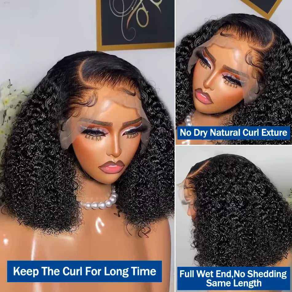 Loose Deep Wave Bob Wigs Human Hair 13x4 Preplucked Transparent Lace Front Human Hair Wigs Water Wave Short Human Hair Wigs