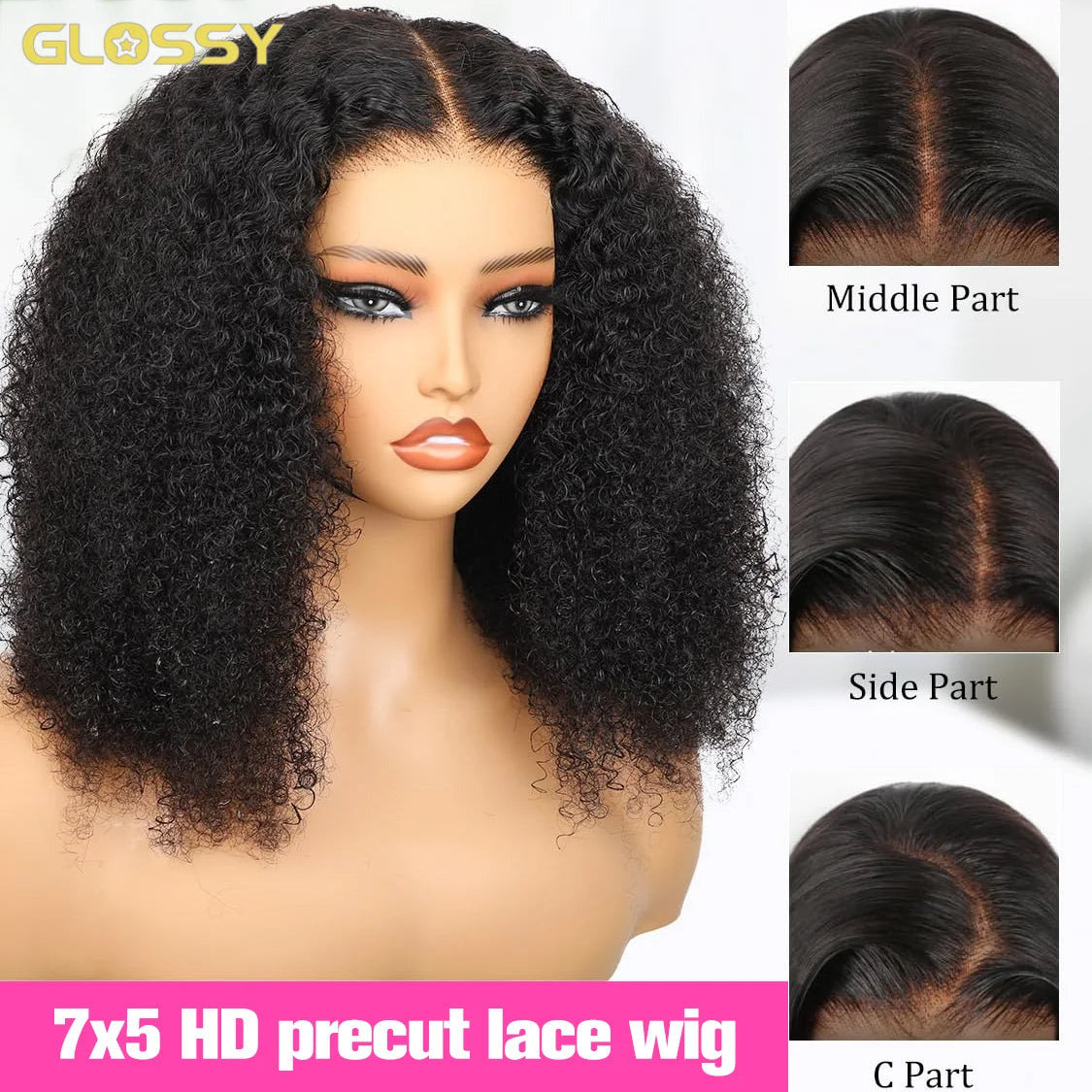 250% 4C Edges Lace Afro Kinky Curly Glueless Wig Human Hair Wear And Go Wig Curly 100% Human Hair Wigs  13x6 HD Lace On Sale