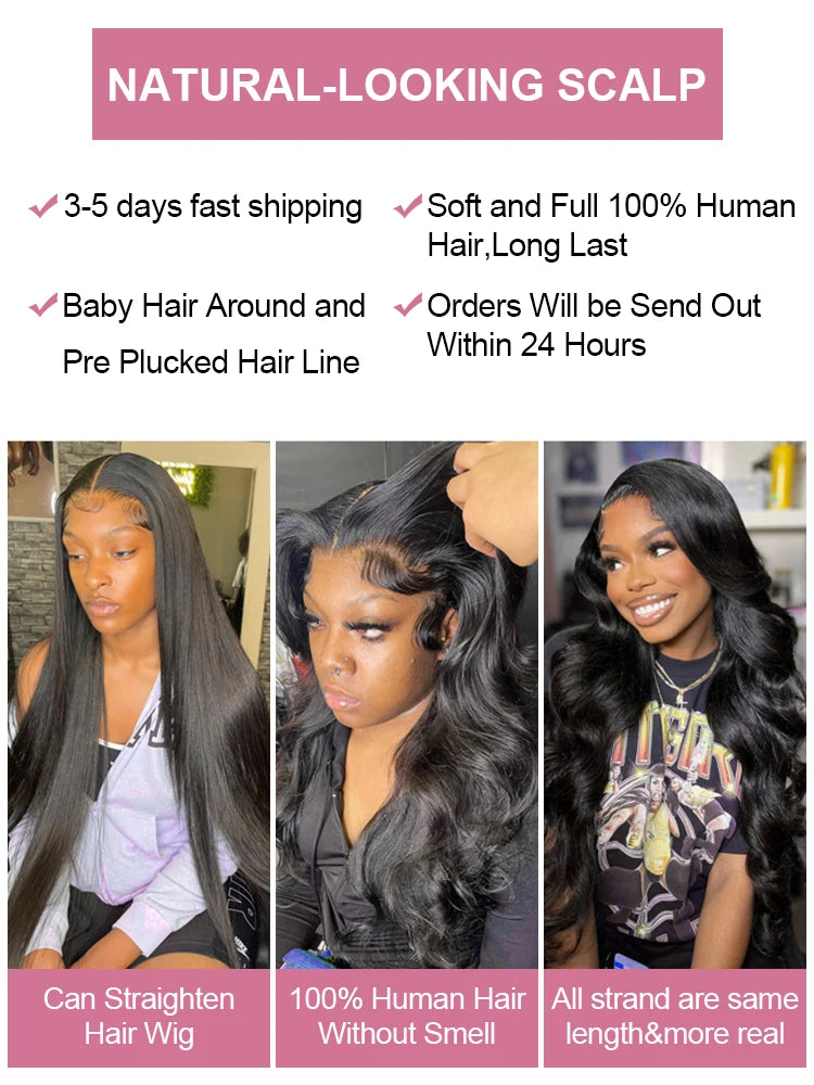 40 46 Inch Body Wave 13x6 HD Lace Front Human Hair Wigs Wet And Wavy Loose Body Wavy 13x4 Lace Frontal Wigs For Women 200%
