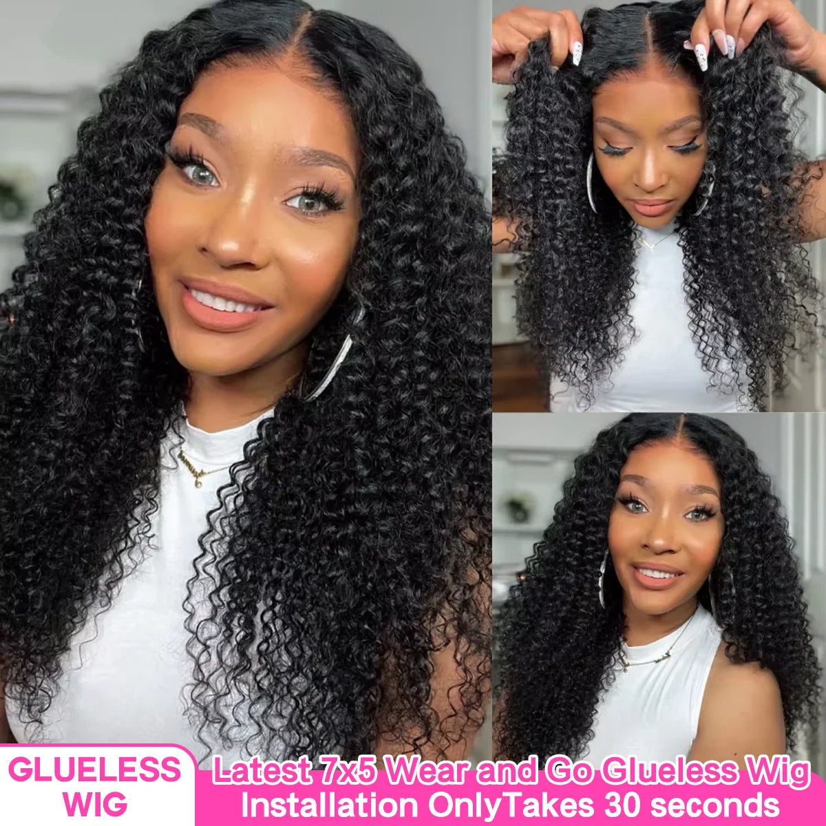 250% 4C Edges Lace Afro Kinky Curly Glueless Wig Human Hair Wear And Go Wig Curly 100% Human Hair Wigs  13x6 HD Lace On Sale