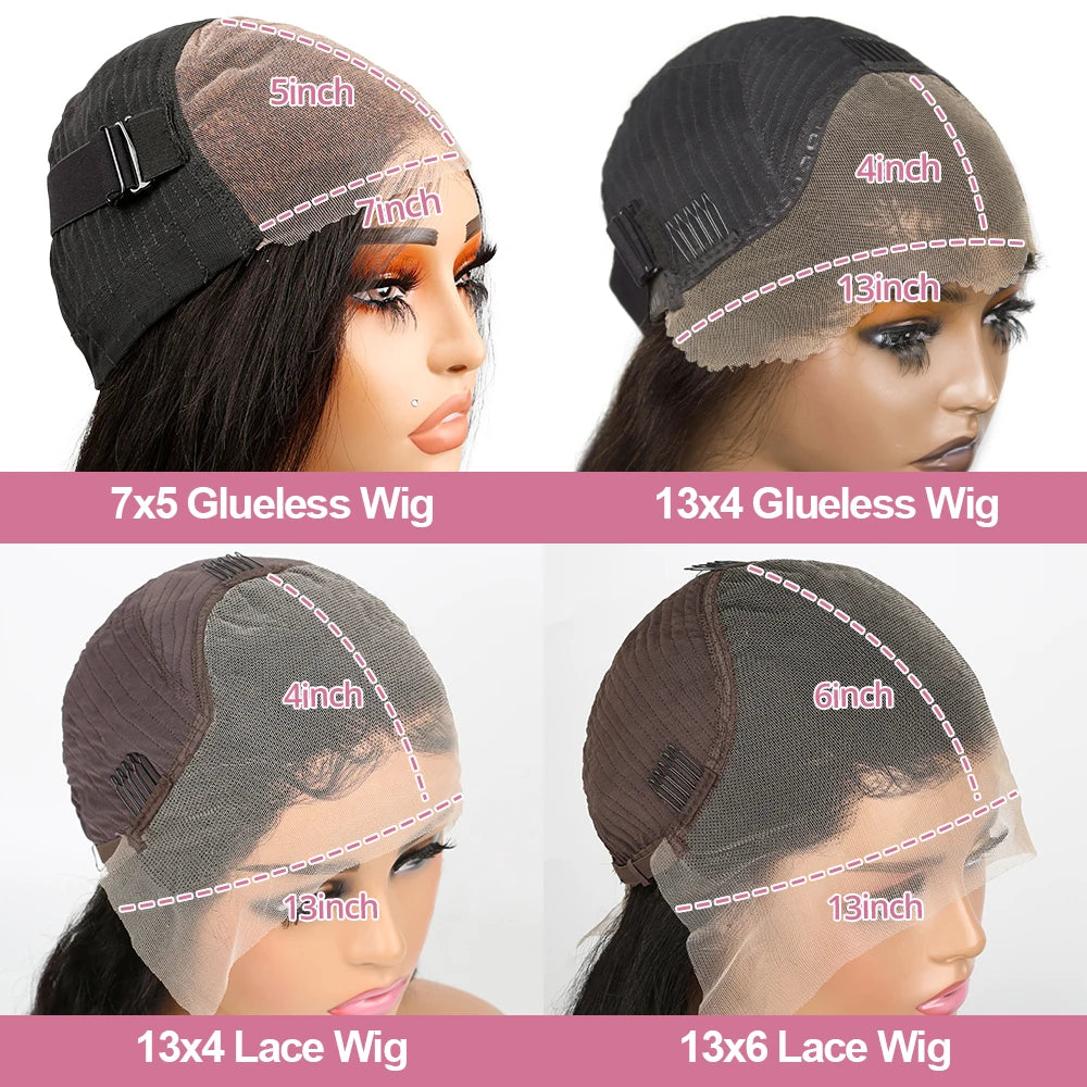 Glueless Deep Wave Wig Human Hair 13x4 7x5 No Glue Bob Wig Ready To Wear Preplucked Curly 13x6 Lace Frontal Wigs For Women 250%