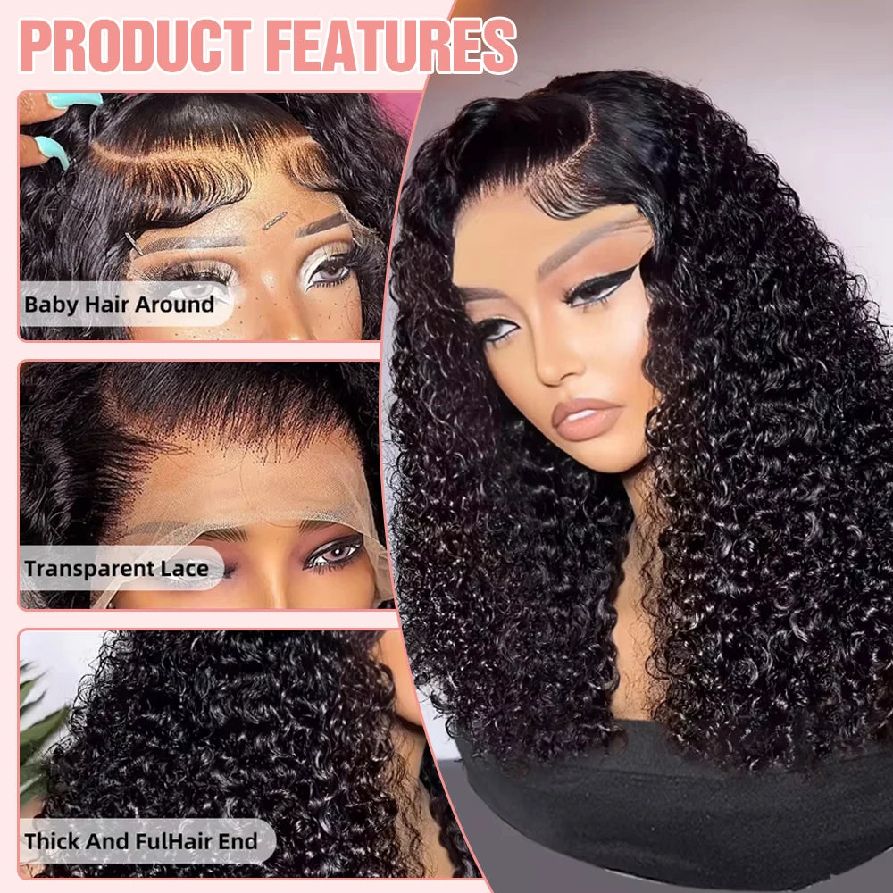 Deep Wave 7x5 Glueless Bob Wigs Ready to Wear Human Hair Wear And Go No Glue Curly Lace Front Wigs Pre Plucked Pre Cut Lace Wigs