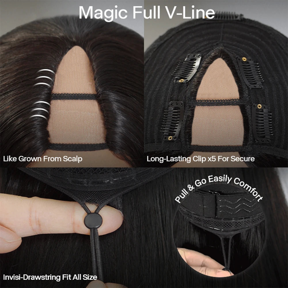 V Part Wig Human Hair Knky Curly Glueless Wig No Leave Out Easy Blend Clip In Half Deep Wave U Part Wig For Black Women 250%