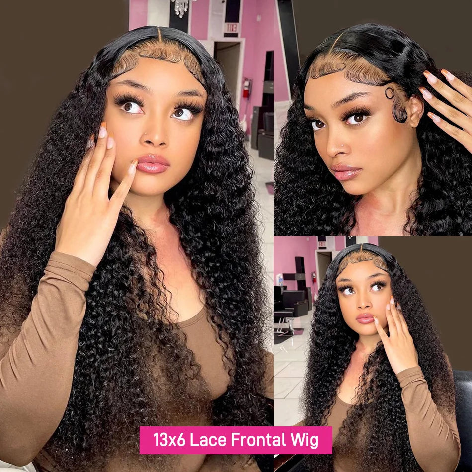 250% Kinky Curly 13x6 HD Lace Frontal Wig Wear Go Glueless Wig Afro Curly Human Hair Wigs 7x5 HD Transparent Lace Closure Wig