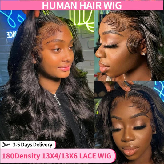180 Density Body Wave 13x4 Lace Front Wigs Human Hair 13x6 Transparent Lace Frontal Wigs Human Hair Pre Plucked 4x4 Lace Wigs