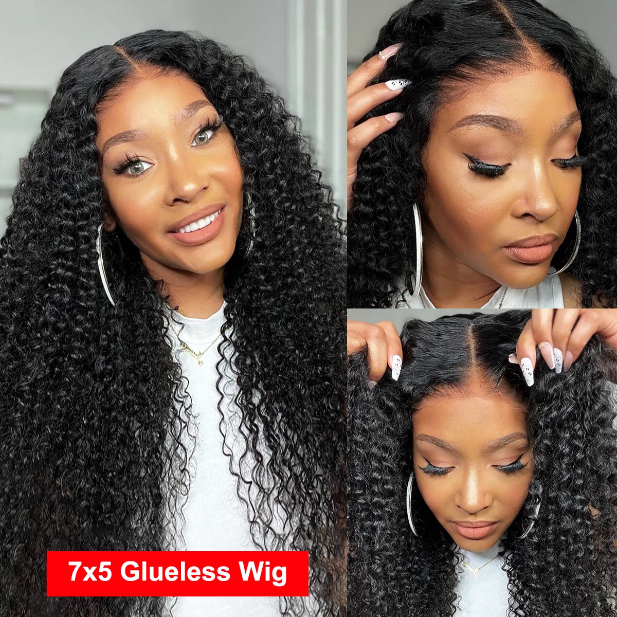 Kinky Curly 13x6 HD Lace Frontal Wig 4C Edges Curly Baby Hair For Women 7x5 Glueless Pre Cut Lace Deep Wave Wigs 100% Human Hair