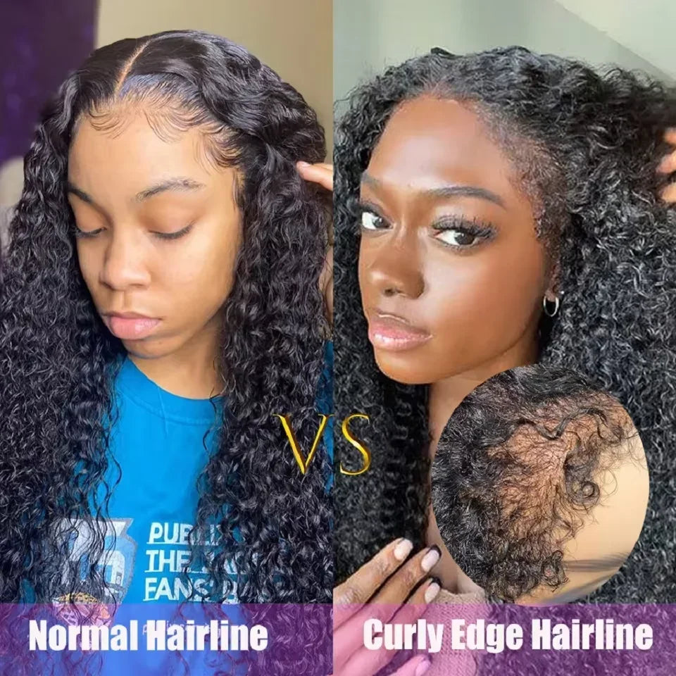 4C Edges Wig Kinky Curly 13x6 HD Lace Frontal Wig Human Hair Afro Curly Transparent Lace Front Human Hair Wigs 300% Full Hair