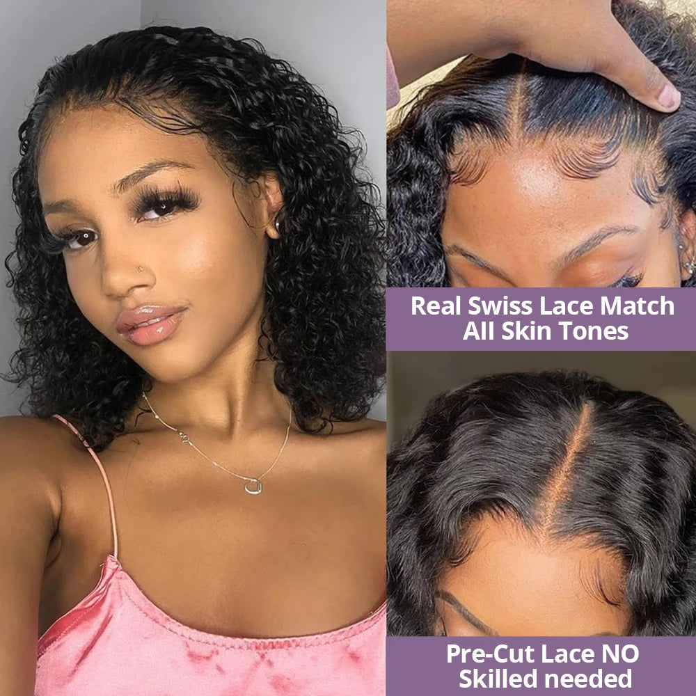 250 Density 13X4 Bob Burmese Kinky Curly Wigs Human Hair 100 Jerry Curly Wig HD Lace Frontal Glueless Front Deep Wave Multi Part