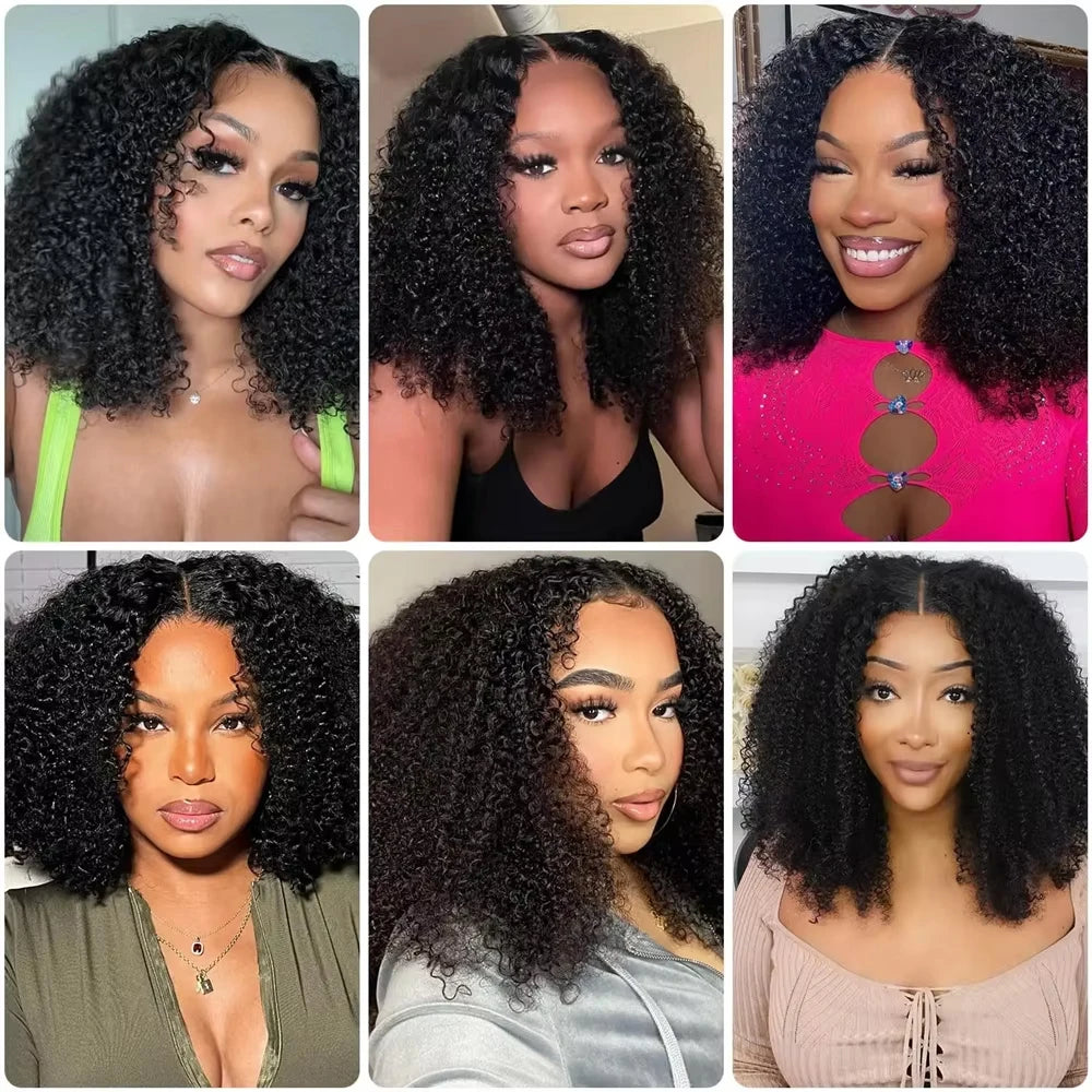 V Part Wig Human Hair Knky Curly Glueless Wig No Leave Out Easy Blend Clip In Half Deep Wave U Part Wig For Black Women 250%
