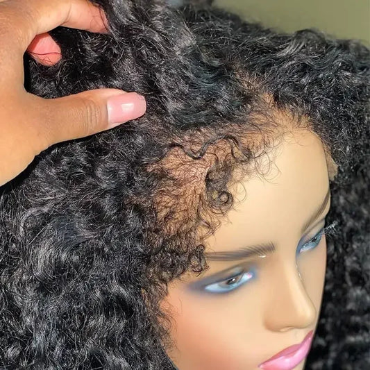 4C Edges Wig Kinky Curly 13x6 HD Lace Frontal Wig Human Hair Afro Curly Transparent Lace Front Human Hair Wigs 300% Full Hair