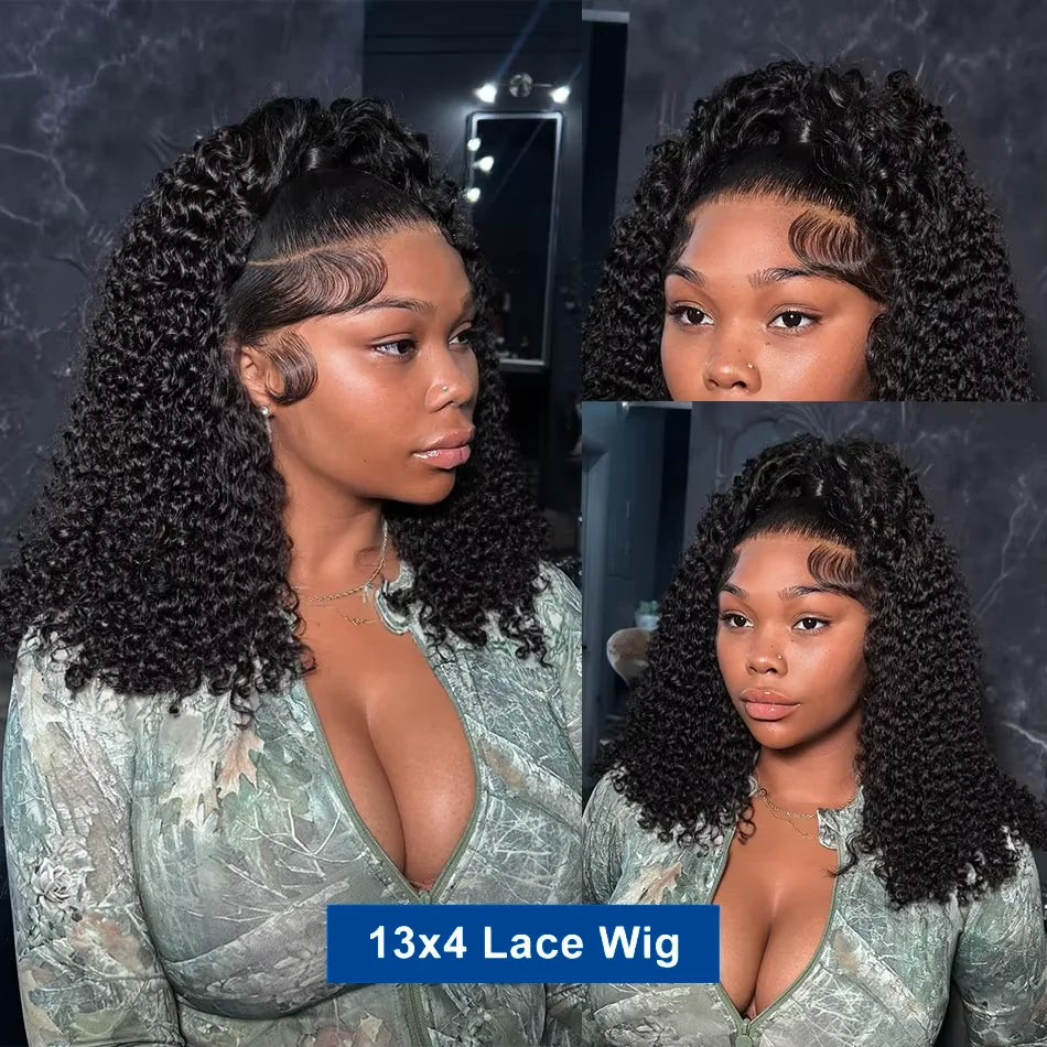 Loose Deep Wave Bob Wigs Human Hair 13x4 Preplucked Transparent Lace Front Human Hair Wigs Water Wave Short Human Hair Wigs
