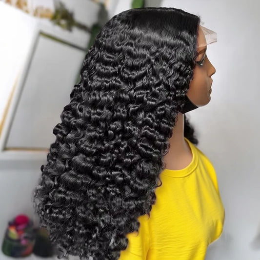 250% Density No Glue 13x4 Pre Cut Lace Wigs Deep Wave Lace Front Human Hair Wig Short Bob Ready To Wear 7x5 Curly Glueless Wigs