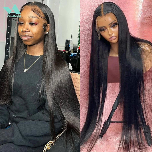 30 40 42 Inch 13x4 13x6 HD Transparent Bone Straight Lace Front Wig 200 Density Brazilian Lace Frontal Wigs Human Hair For Women