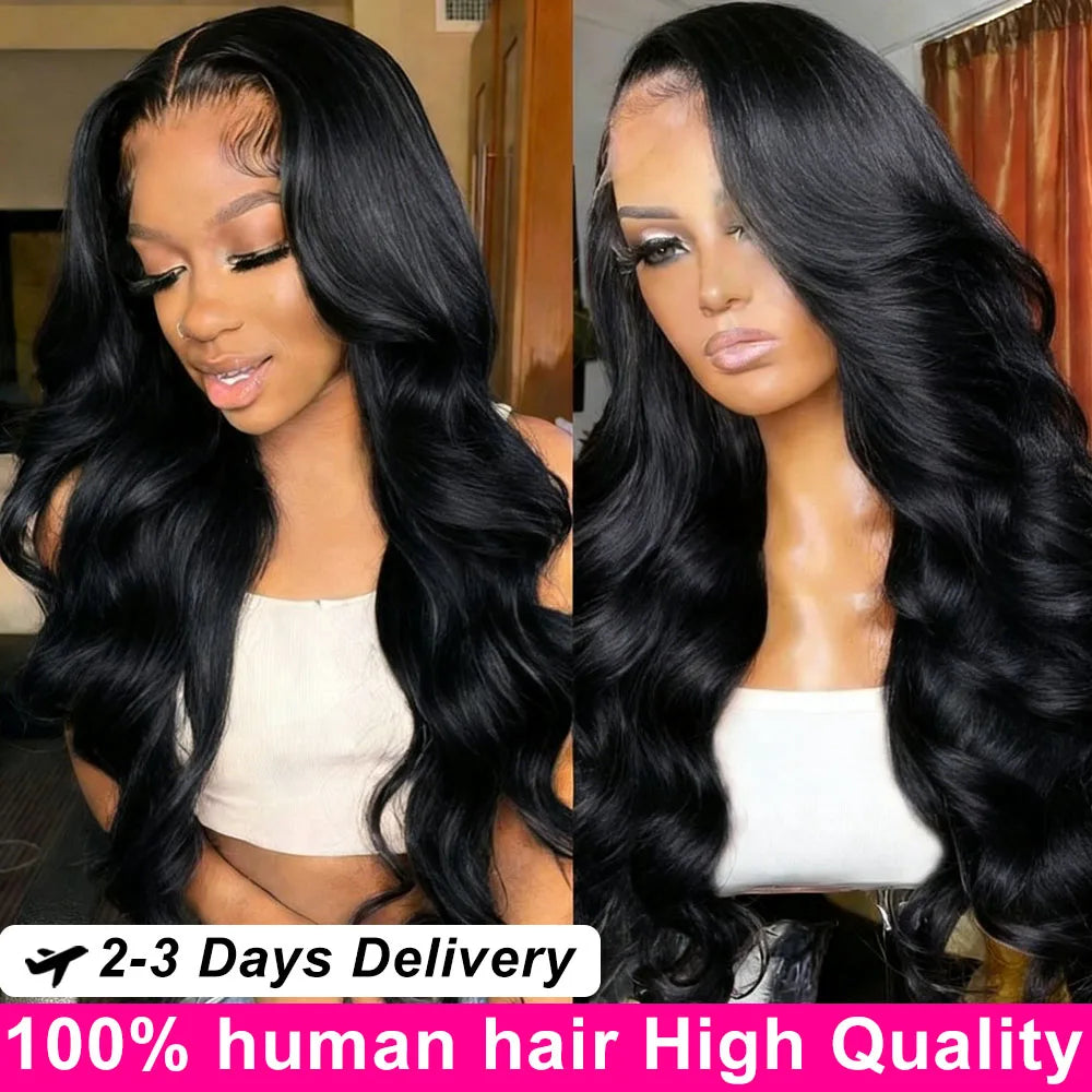 13x6 Lace Front Wigs Human Hair 250 Density Hd Body Wave Lace Frontal Human Hair Wigs For Women Glueless Pre Plucked Black Wig