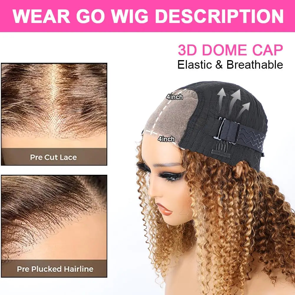 5X5 Hd Lace Closure Frontal Wig Highlight Ombre Glueless Deep Wave Bob Wig Human Hair 100% Curly Short Honey Blonde Colored Wig