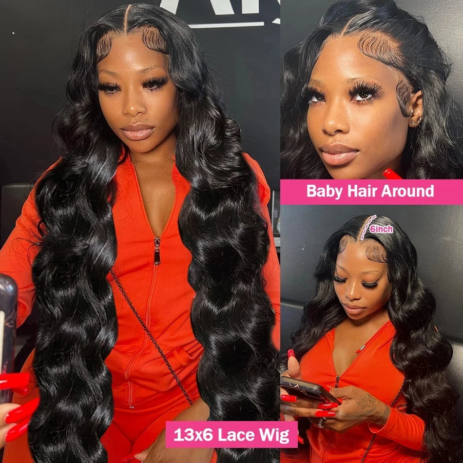 180 Density Body Wave 13x4 Lace Front Wigs Human Hair 13x6 Transparent Lace Frontal Wigs Human Hair Pre Plucked 4x4 Lace Wigs