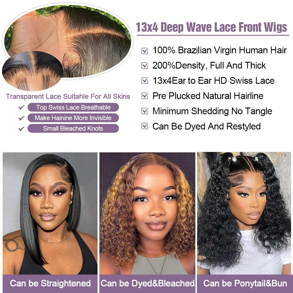 250 Density 13X4 Bob Burmese Kinky Curly Wigs Human Hair 100 Jerry Curly Wig HD Lace Frontal Glueless Front Deep Wave Multi Part