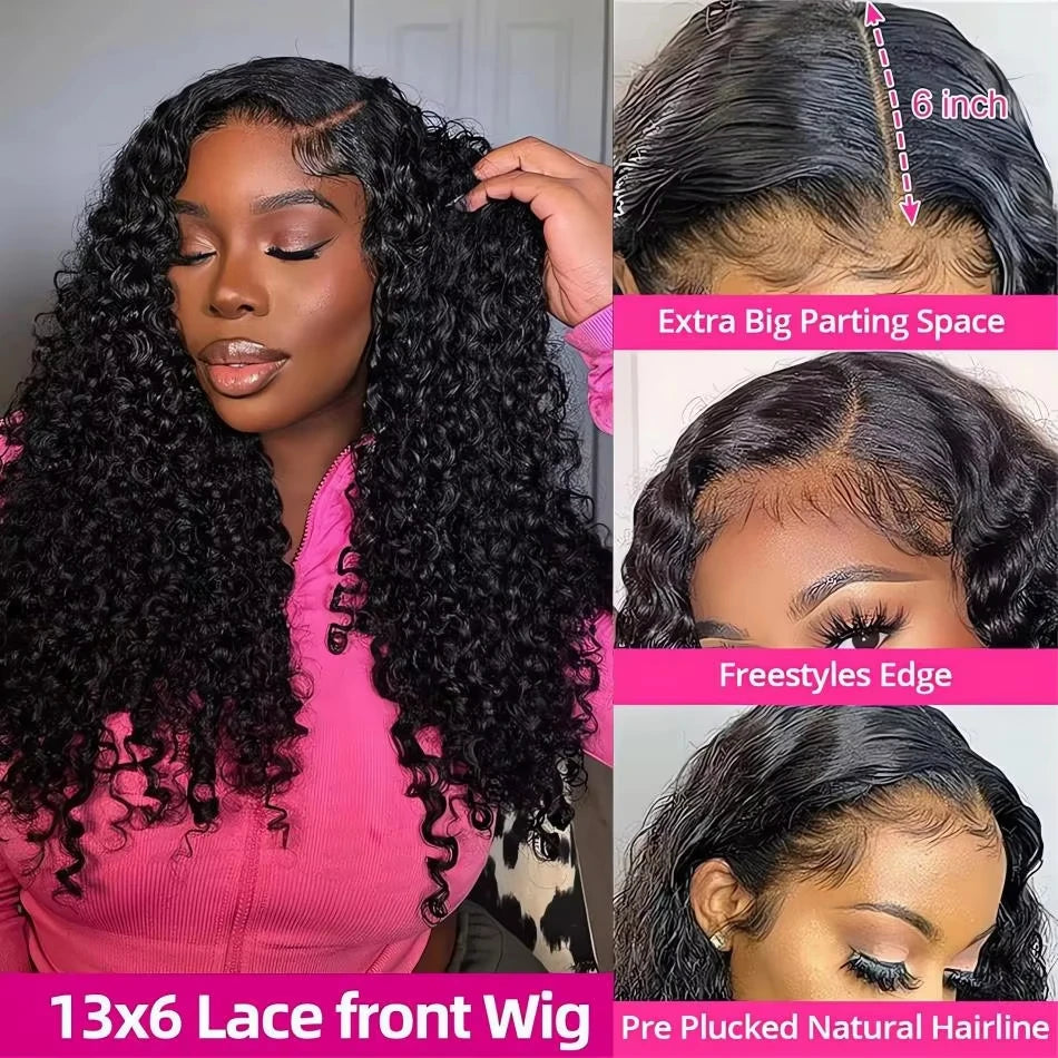 30 40 Inch Burmese Curly Hair Wig 13x6 HD Lace Front Human Hair Hair Wig 13x4 Lace Front Deep Wave Wig For Women 250% Density
