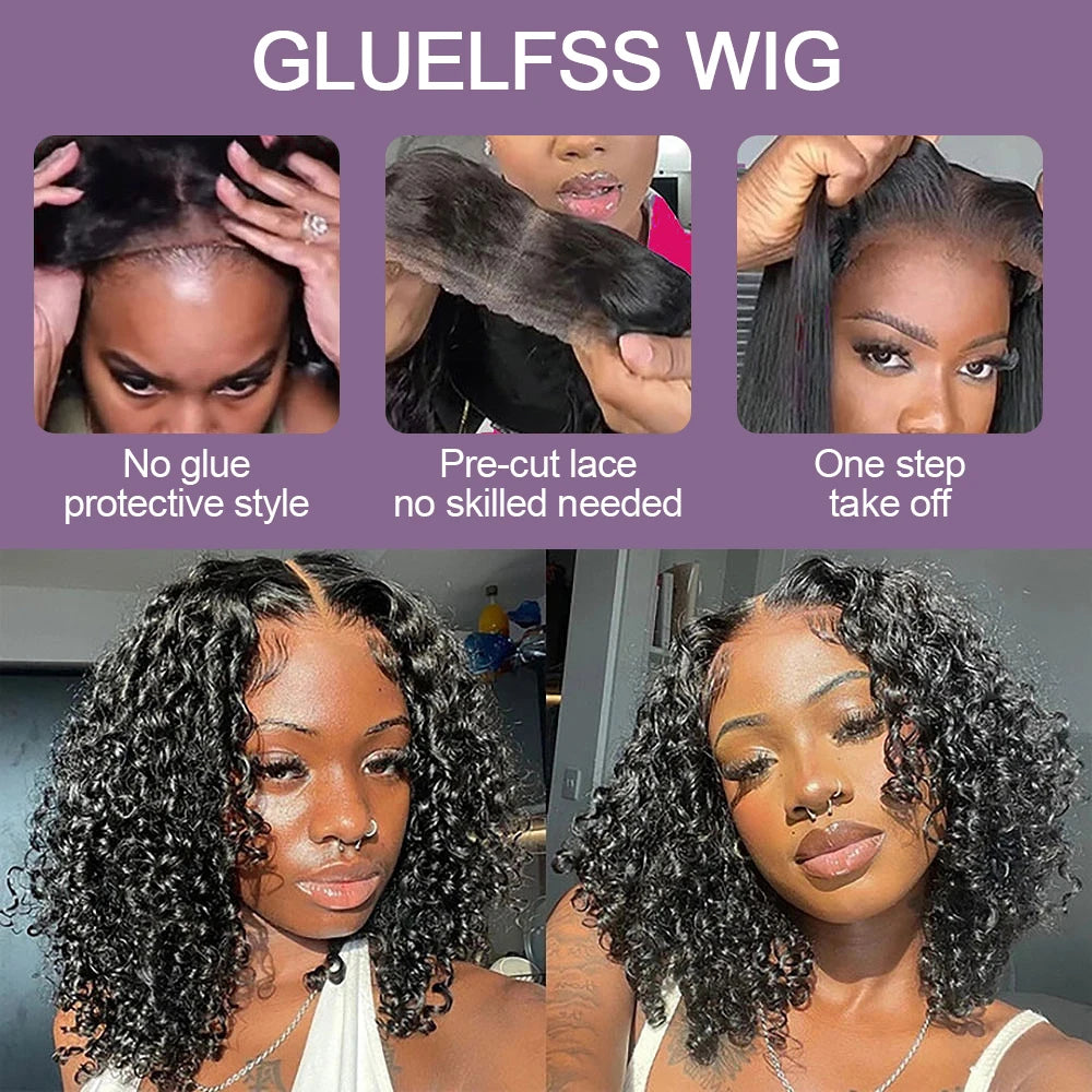 250 Density 13X4 Bob Burmese Kinky Curly Wigs Human Hair 100 Jerry Curly Wig HD Lace Frontal Glueless Front Deep Wave Multi Part