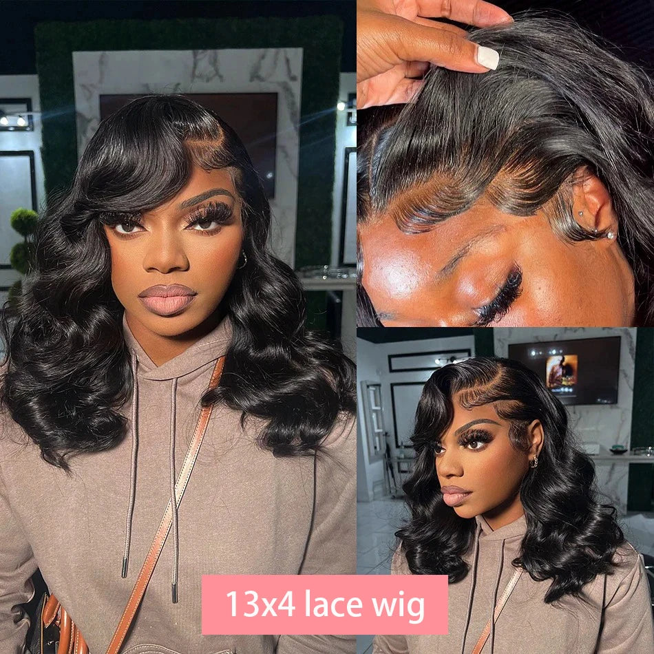 250% Curly Short Bob Body Wave 13x4 Lace Frontal Wigs 12 14 Inch Wavy 4x4 Lace Front Wig Glueless Brazilian Remy 100% Human Hair