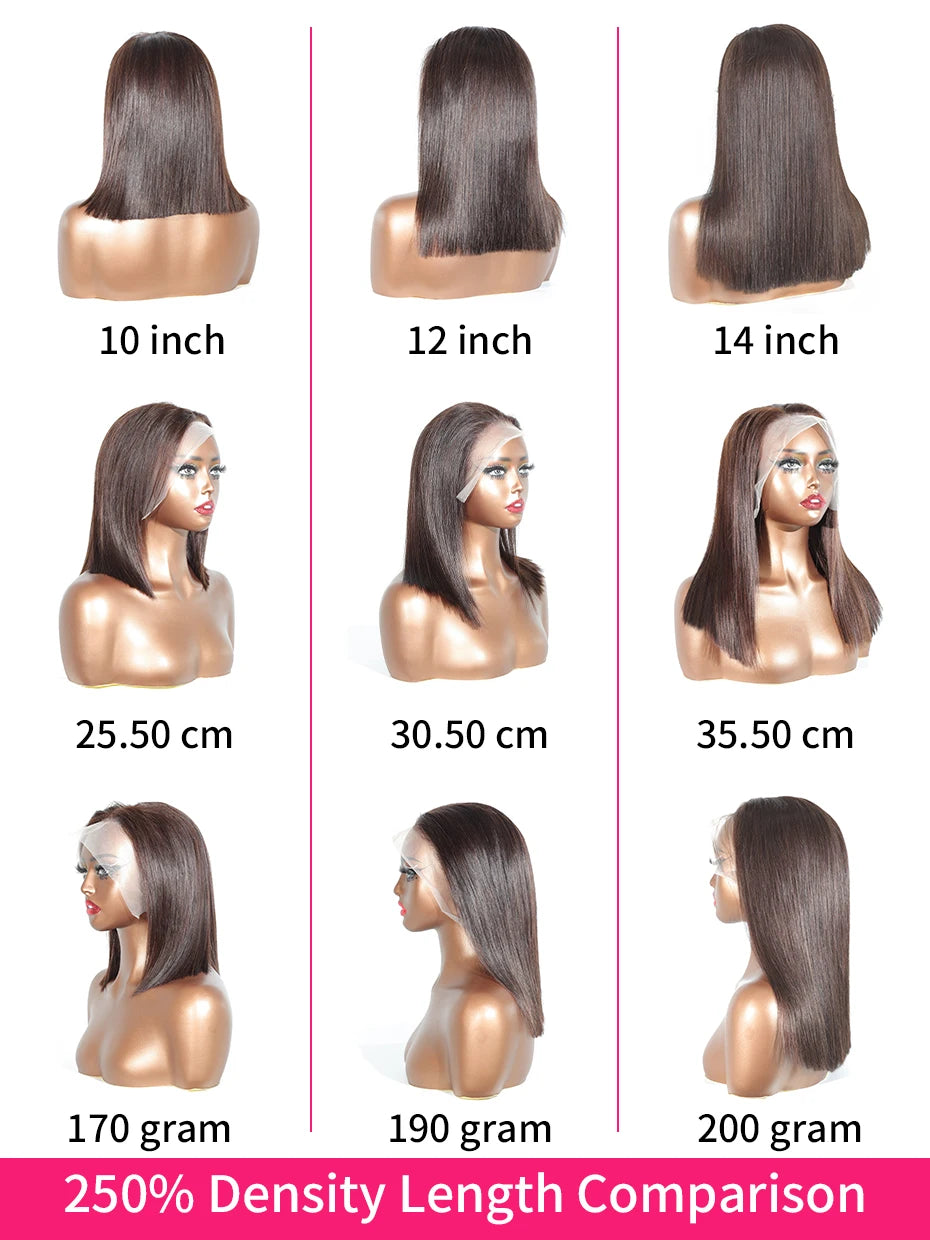 #2 Brown Chocolate Color 250 Density Lace Frontal Wig Human Hair Raw Vietnamese Double Drawn 13x4 Bob Lace Front Human Hair Wigs
