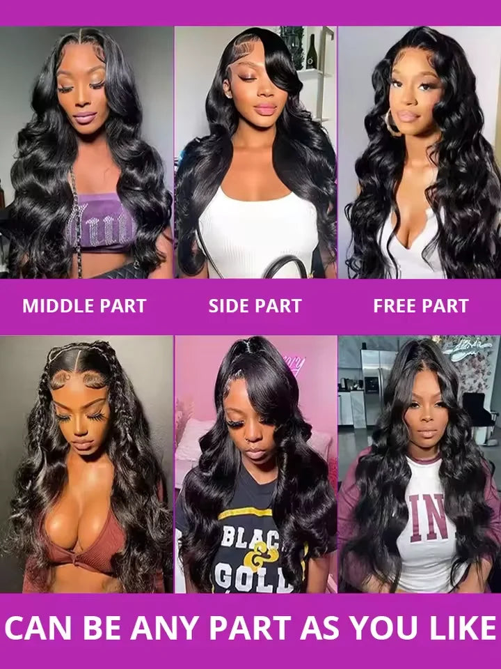 13x6 Lace Front Wigs Human Hair 250 Density Hd Body Wave Lace Frontal Human Hair Wigs For Women Glueless Pre Plucked Black Wig