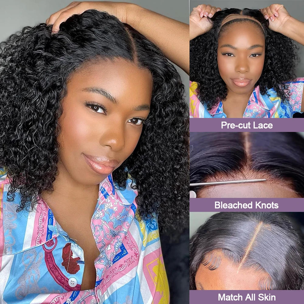 250 Density 13X4 Bob Burmese Kinky Curly Wigs Human Hair 100 Jerry Curly Wig HD Lace Frontal Glueless Front Deep Wave Multi Part