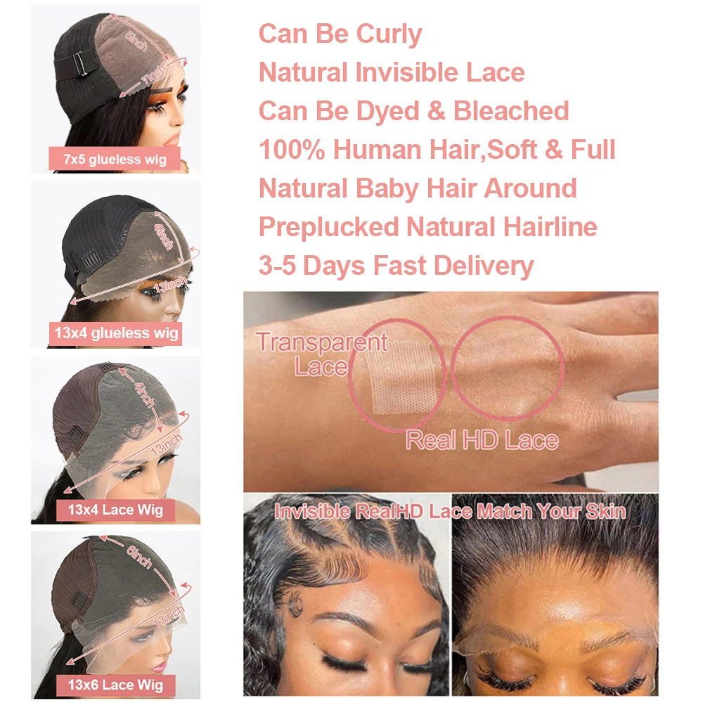 Deep Wave 7x5 Glueless Bob Wigs Ready to Wear Human Hair Wear And Go No Glue Curly Lace Front Wigs Pre Plucked Pre Cut Lace Wigs