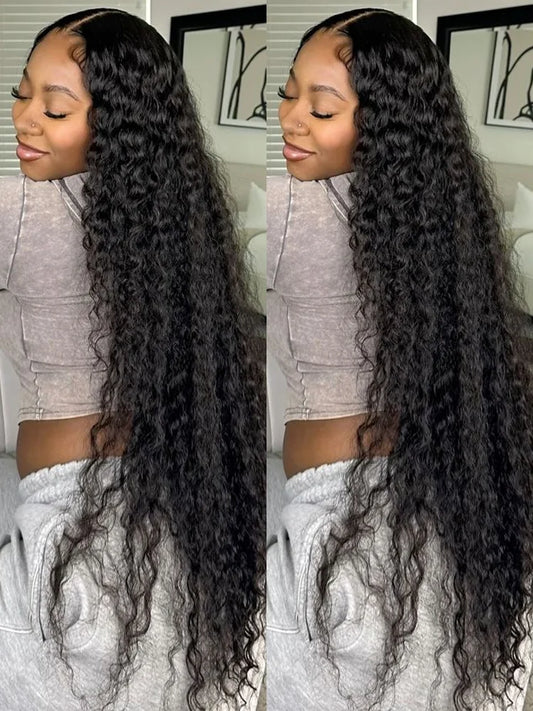 300 Density Water Wave Human Hair Wig 30 40inch Glueless Deep Wave 13x6 Hd Curly Lace Front Human Hair Wigs On Clearance Sale